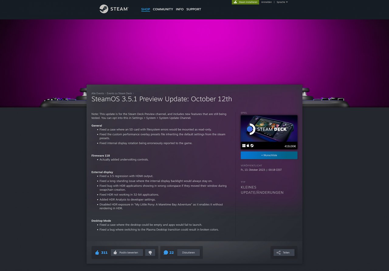 [15/10/2023] SteamOS 3.5.1 Preview - Release Notes