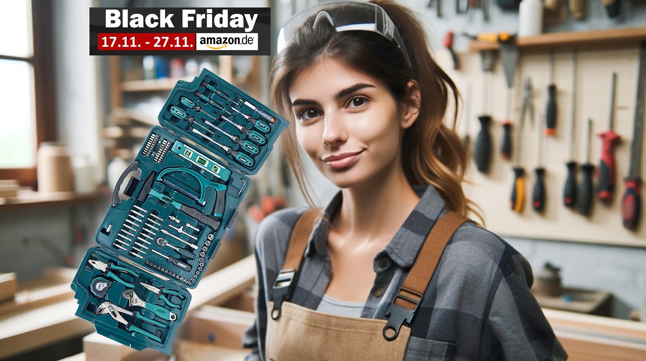 [17/11/2023] Amazon hämmert Black-Friday-Preis klein: 89-teiliger Werkzeugkoffer nur noch 52,49 Euro