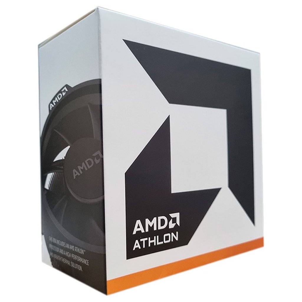 [16/11/2023] Neue Verpackung des AMD Athlon 3000G mit Abbildung des Wraith-Stealth-Kühlers auf der Seite der Box.