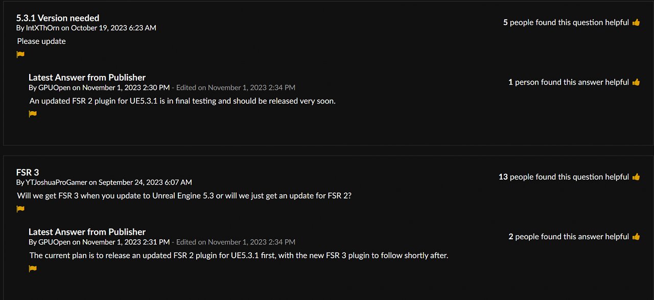[08/11/2023] FSR-Plugin für die Unreal Engine 5 unterstützt aktuell maximal AMDs FSR 2.2