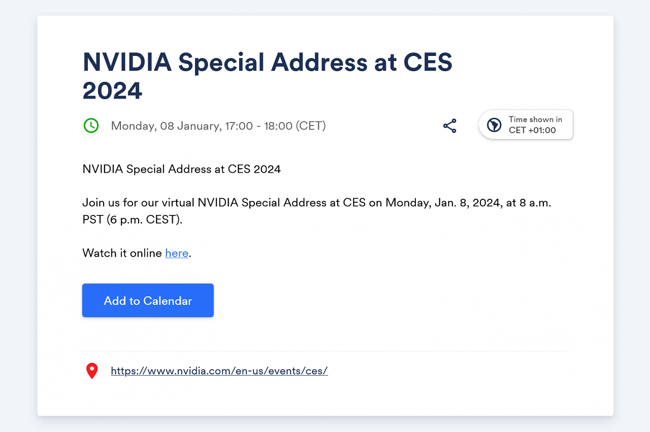 [08/11/2023] Nvidia lädt zu einem Special-Event im Rahmen der CES 2024