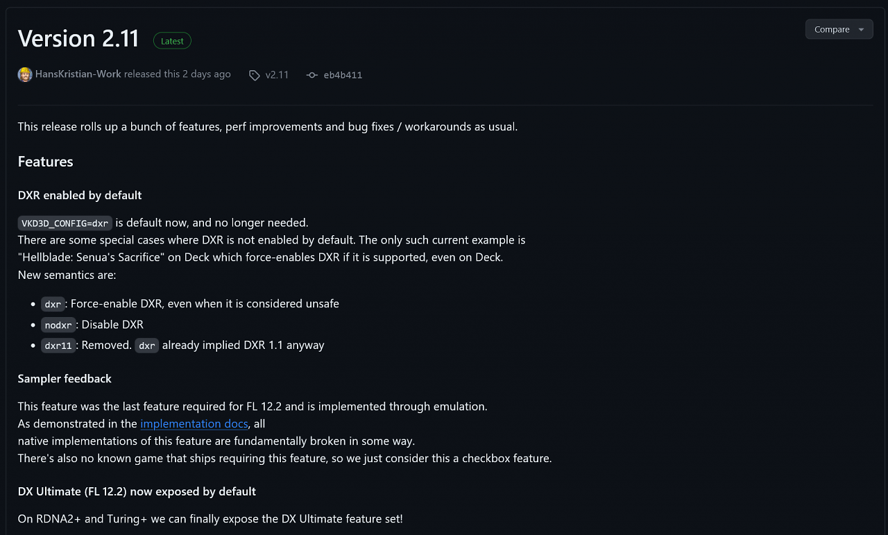 [27/11/2023] VKD3D-Proton 2.11 unterstützt jetzt serienmäßig DirectX-Raytracing unter Linux