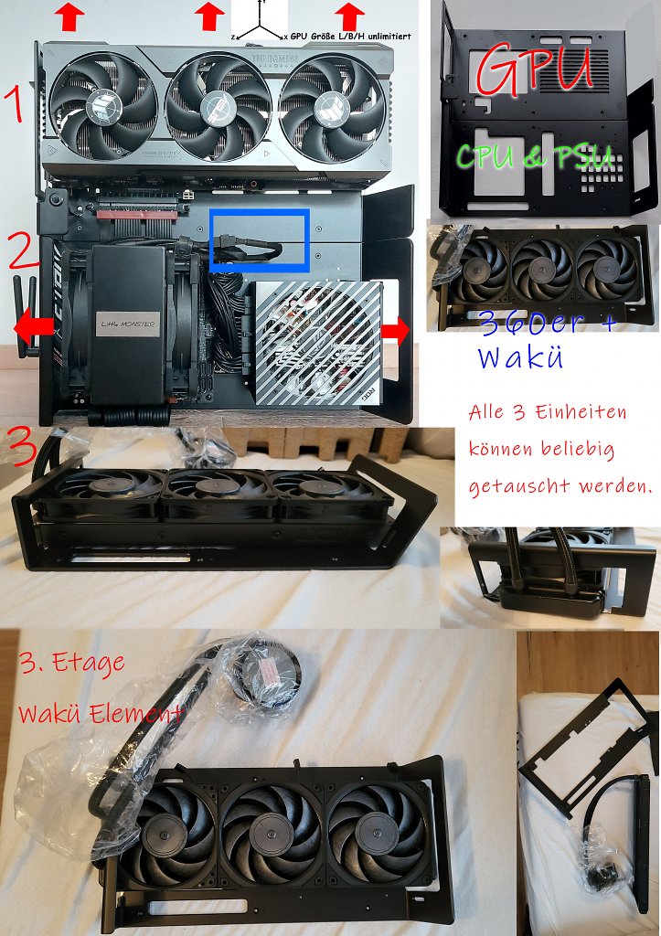 [24/11/2023] HODENGNOM: So ich habe für meine Vertical-Unlimited GPU-RGB-MOD auf Basis eines XTIA Xproto L noch zwei Elemente für AIO statt Luftkühlung erstellt. (3)
