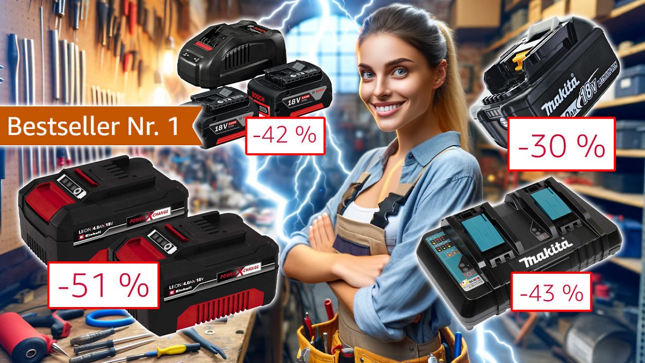 [06/12/2023] Volle Ladung, kleiner Preis: Jetzt bis zu 51 % Rabatt auf Makita, Einhell und Bosch Akkus sowie Ladegeräte sparen