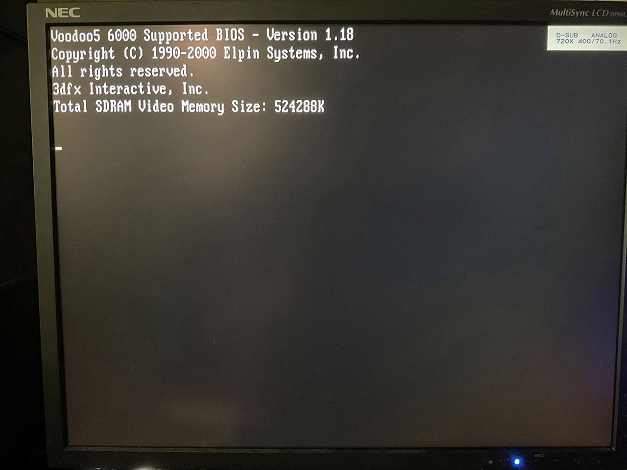 [13/12/2023] Voodoo 5 6000 512MB (4× 128 MB): Boot Screen