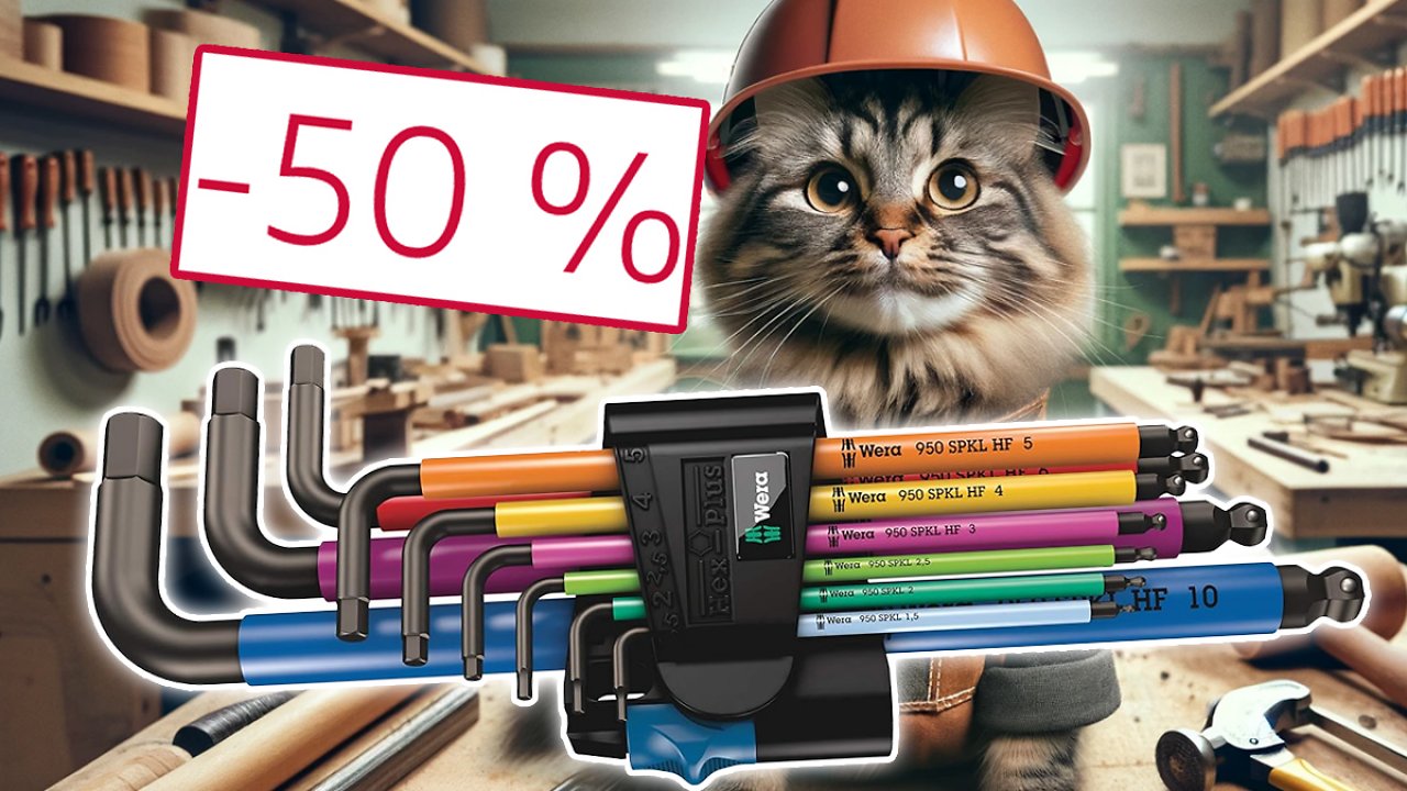 [08/12/2023] Preis halbiert: Wera Winkelschlüsselsatz mit 9 Teilen bei Amazon (Werkzeug-Set mit Hex Plus)