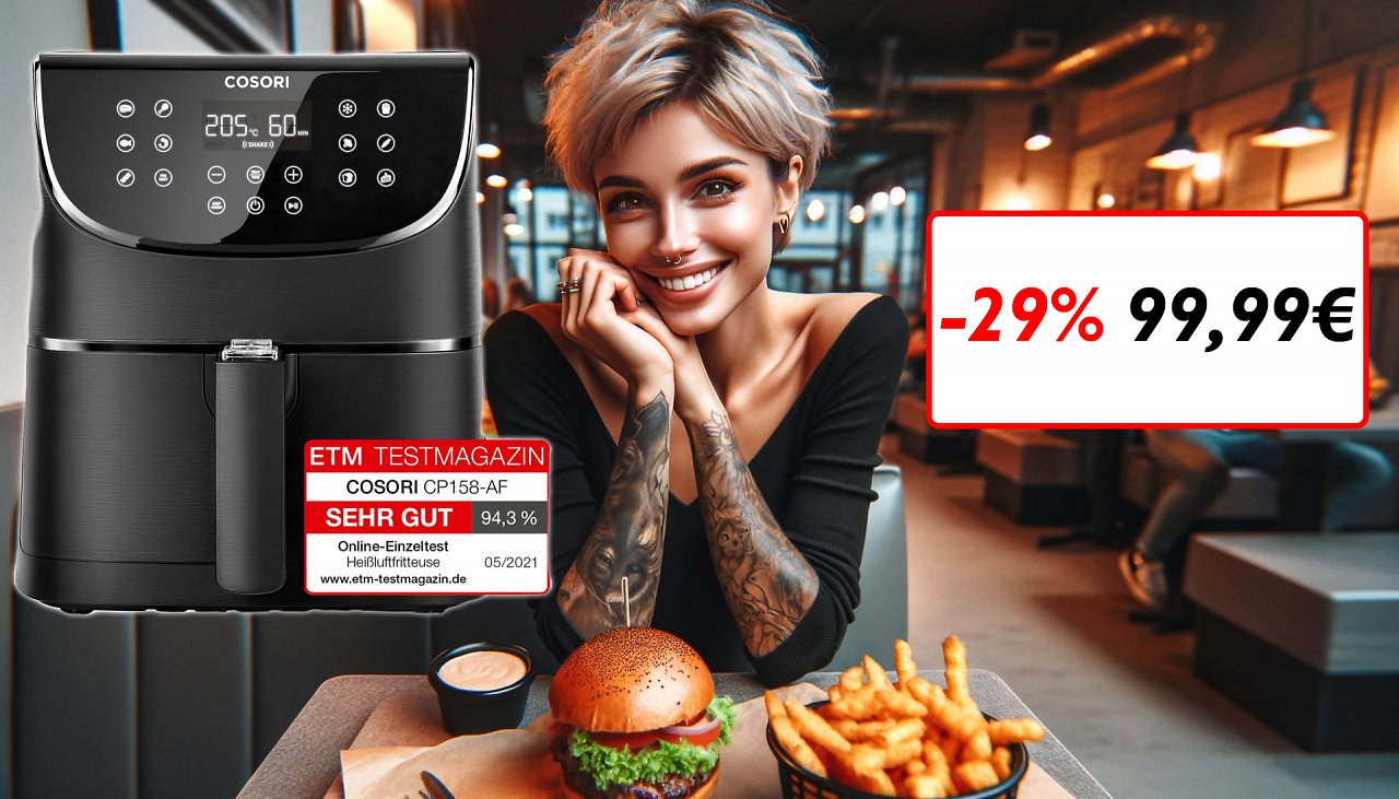 [29/12/2023] Heißer als Philips & Ninja? Cosori Heißluftfritteuse für 99,99€ im Angebot - über 5.000 Mal bestellt