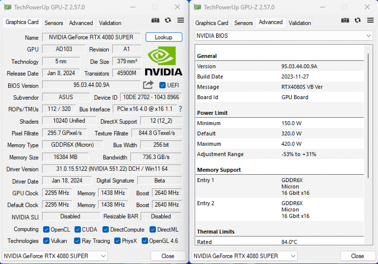 Asus Geforce RTX 4080 Super ROG Strix OC: Übersicht