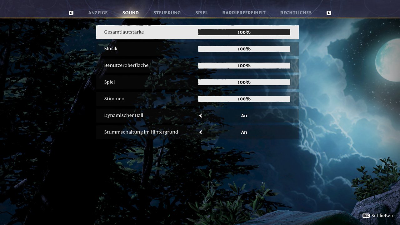 Enshrouded Early Access - Menü - 04 - Sound&nbsp;
