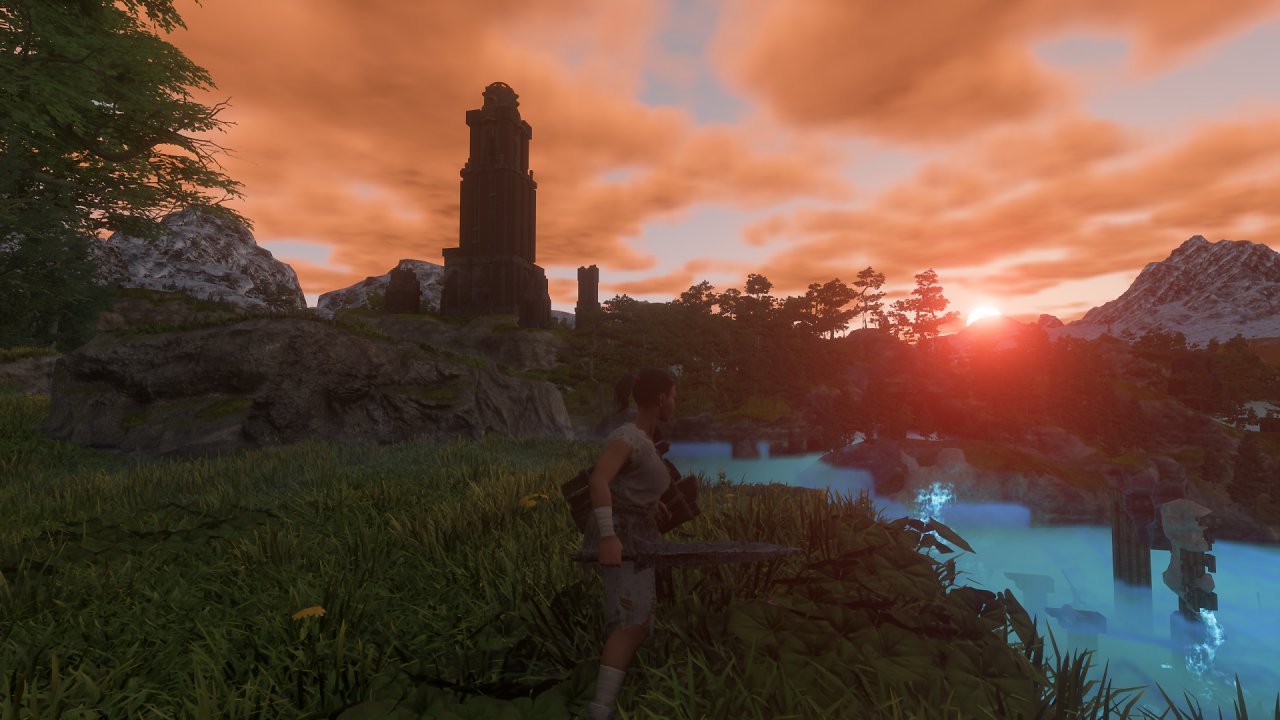 [25/01/2024] Enshrouded Early Access - Stimmungsvoller Sonnenuntergang und schick ausgeleuchtete volumetrische Wolken.