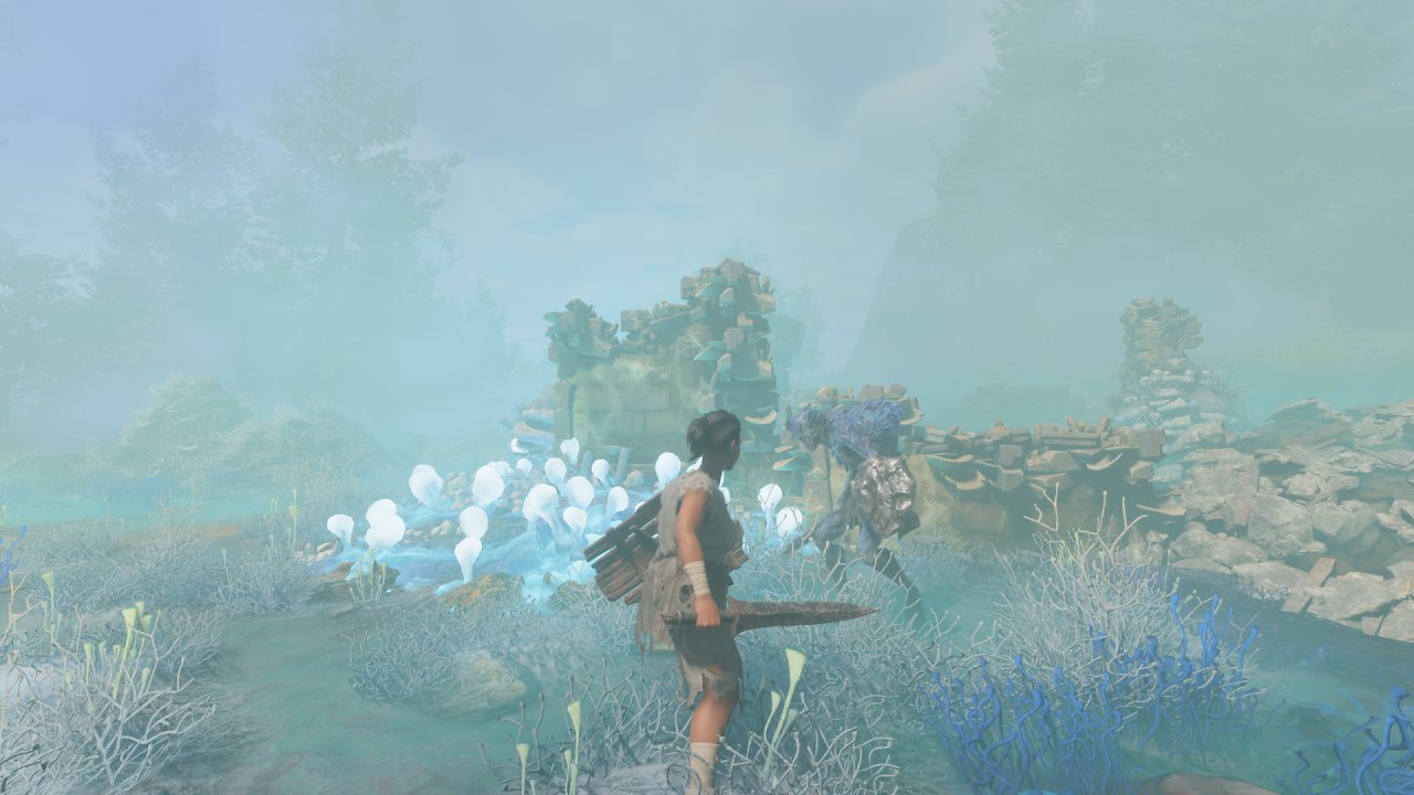 [25/01/2024] Enshrouded Early Access - Innerhalb des beinahe blickdichten Miasmas ist der Nebel unheilschwanger verfärbt. Die Kämpfe erinnern an ein Soulslike, Timing von Parade, Attacke und Ausweichen muss sitzen. Allzu 