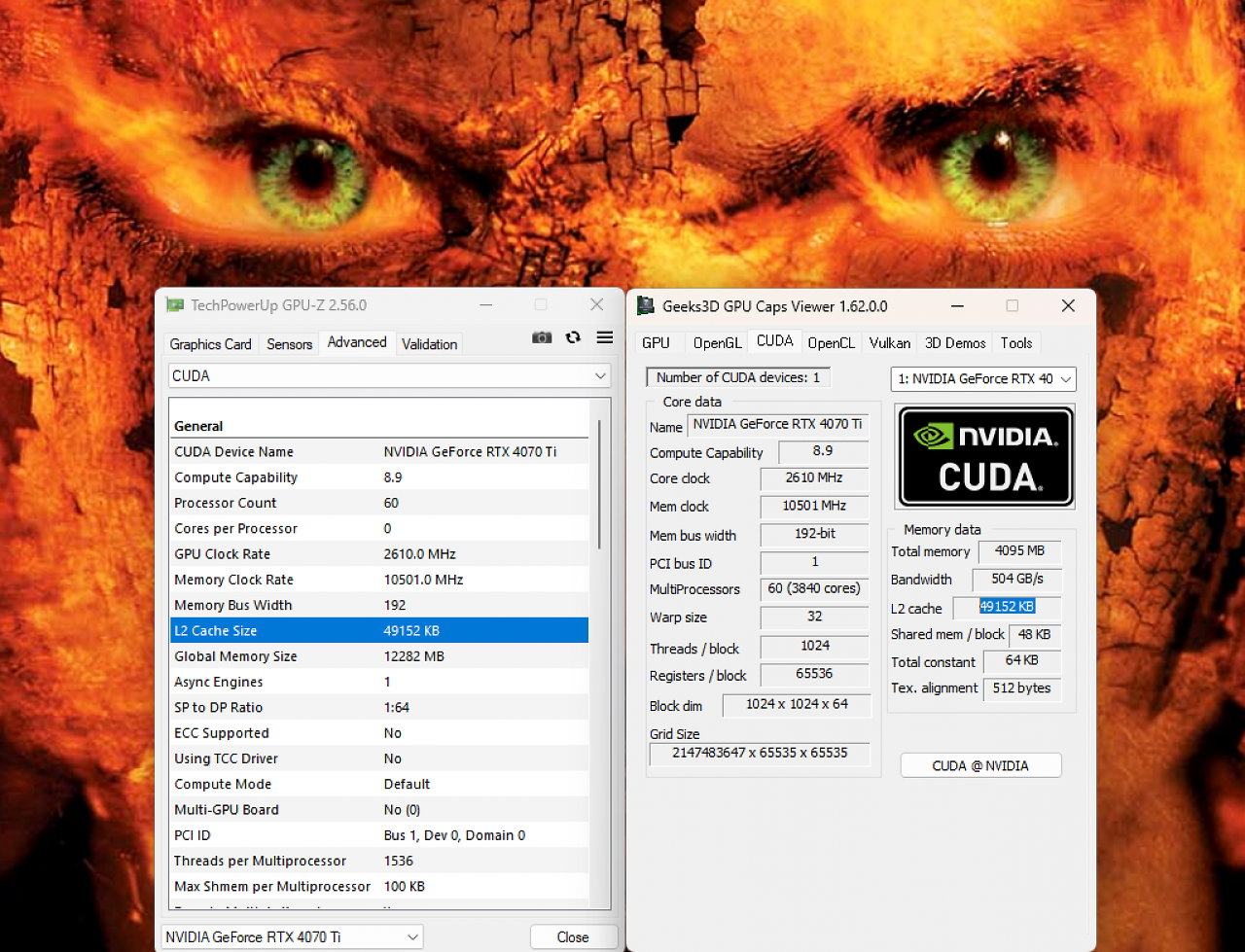 Geforce RTX 4070 Ti: Level 2 Cache Size