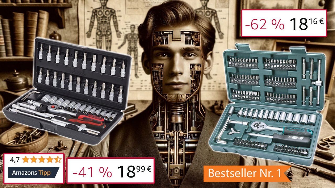 [05/01/2024] Viel gekauft, 4,7 von 5 Sternen: Steckschlüssel Satz mit Ratsche, Bits & Nüssen für 19 € - nirgends günstiger