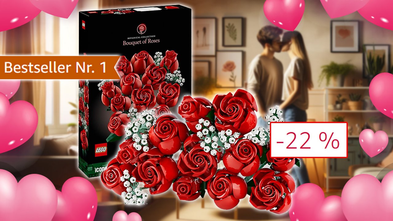 [29/01/2024] Amazon rettet den Valentinstag! Bestseller Lego Icons Rosenstrauß knallhart reduziert - Blumen ab 12 Euro im Angebot