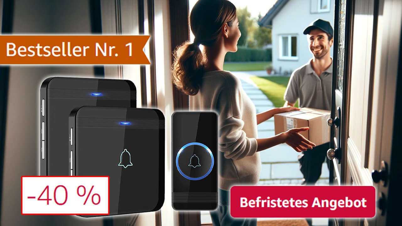 [31/01/2024] Nie mehr ein Paket verpassen: Diese Bestseller-Funktürklingel mit 40 % Rabatt unter 20 Euro macht es möglich!&nbsp;