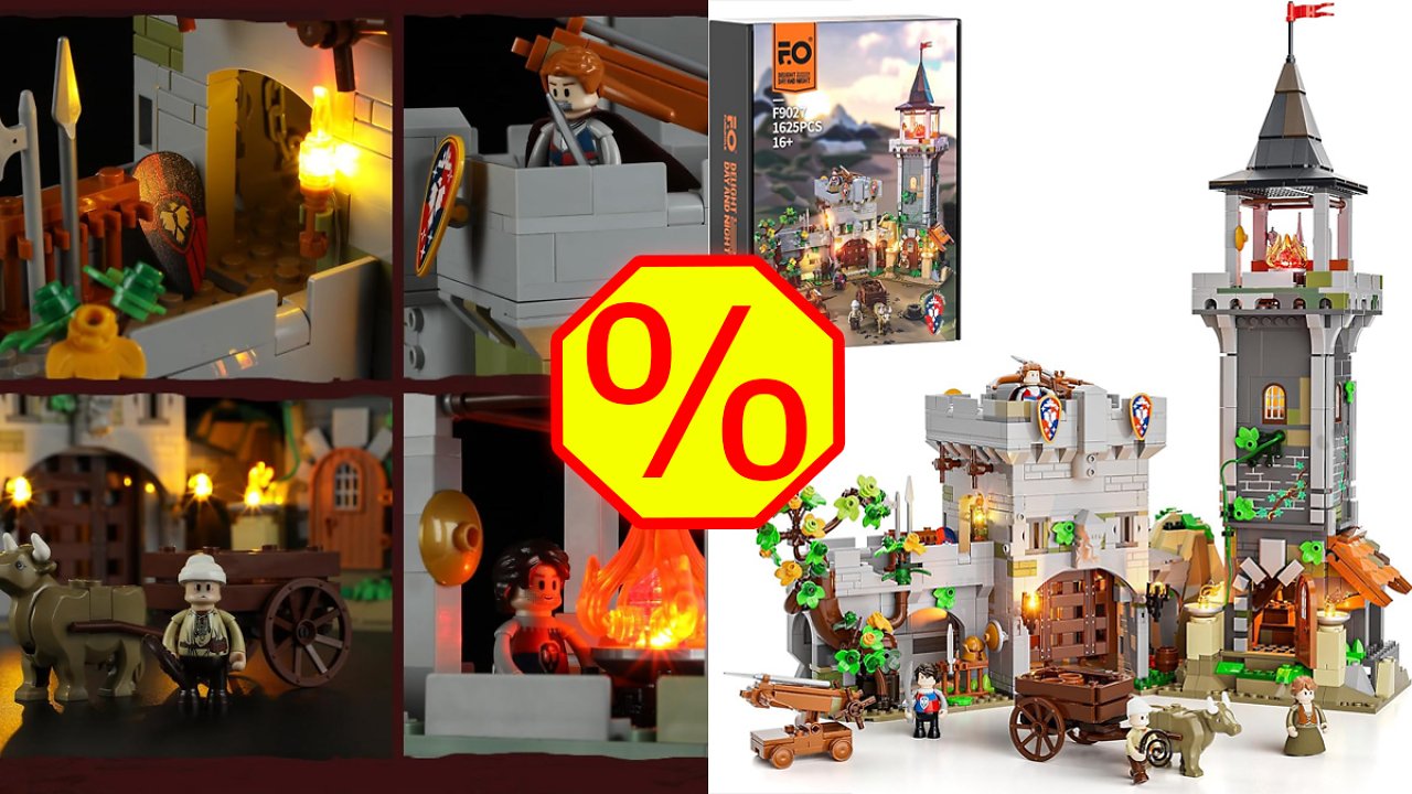 [02/02/2024] Doppelt reduziert: Mittelalterlicher Wachturm mit Beleuchtung - kompatibel zu Lego-Sets