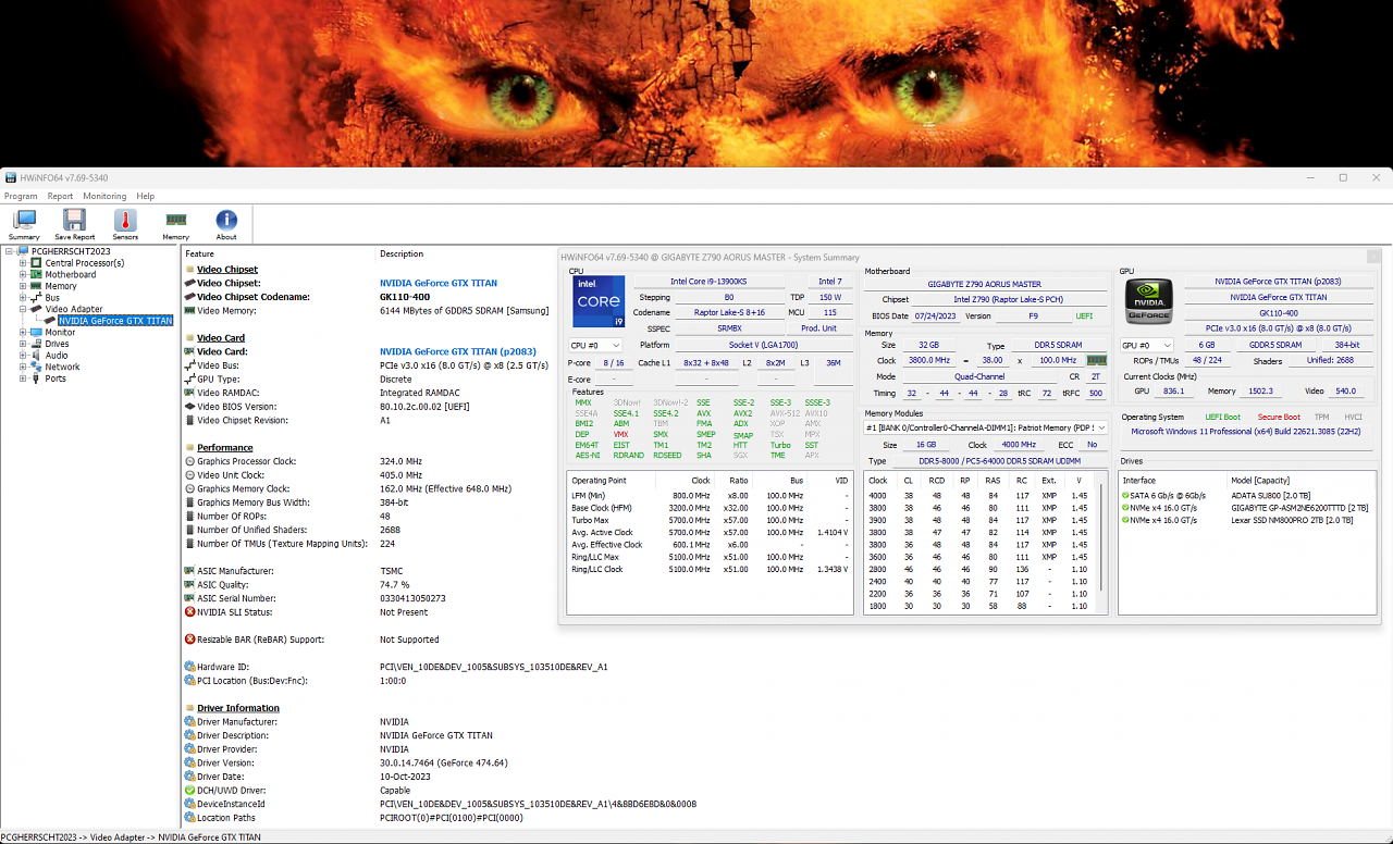 [11/02/2024] Geforce GTX Titan im Jahr 2024: Hwinfo Overview