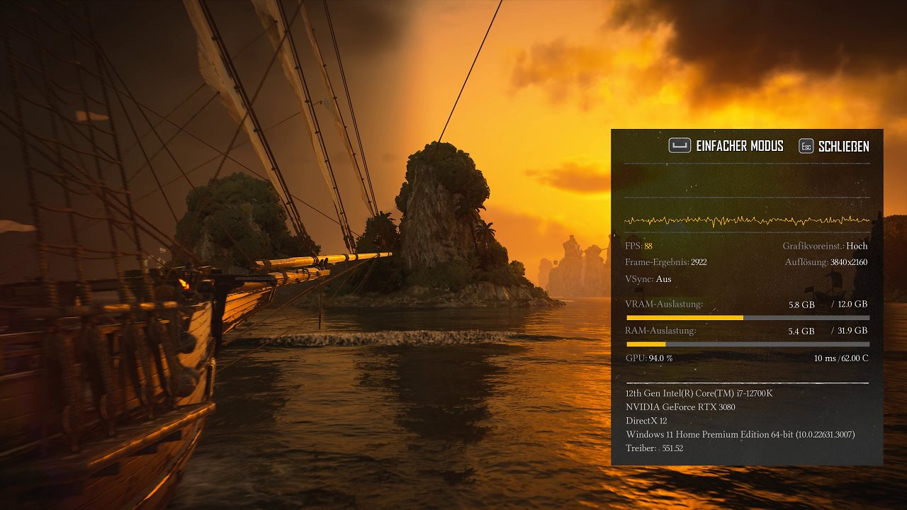 Skull and Bones: Grafik-Preset "Hoch"
