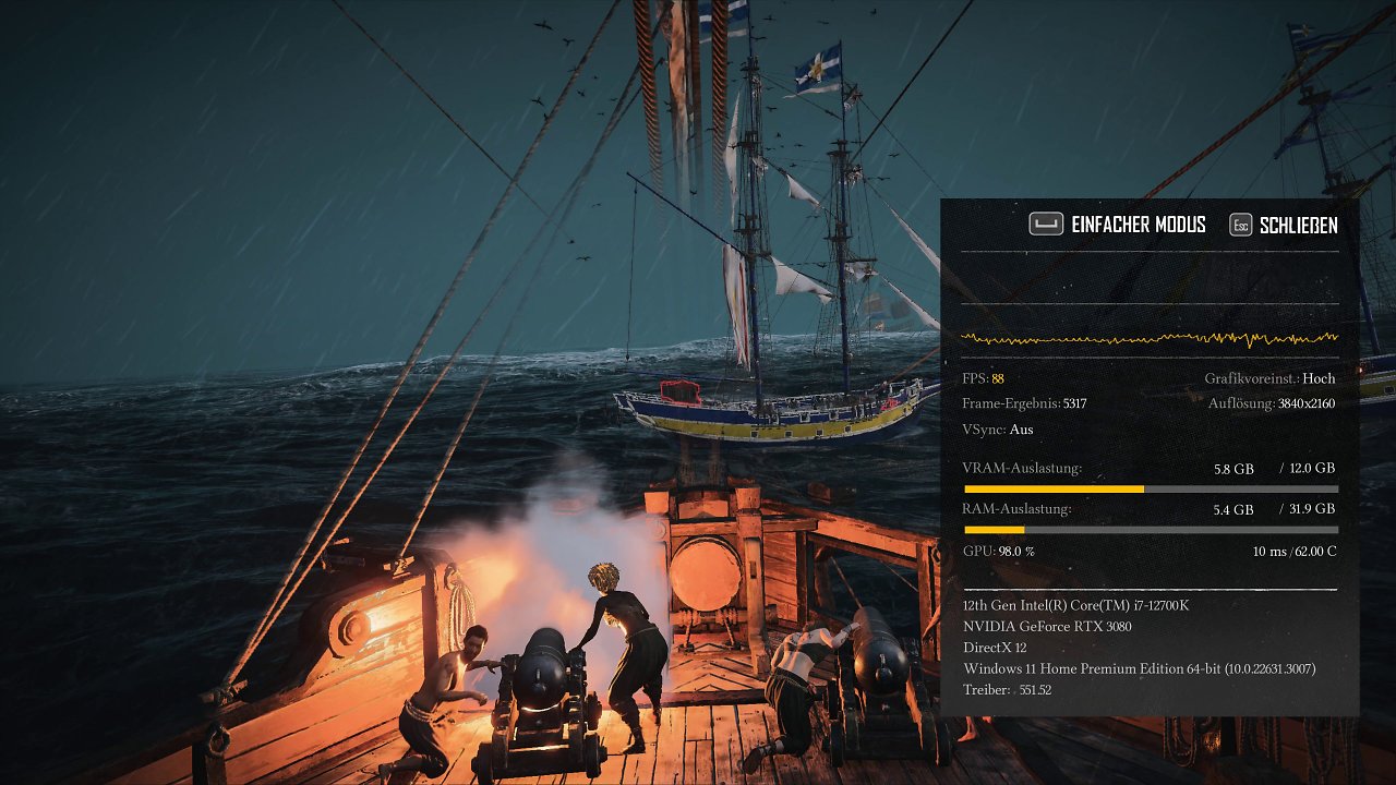 Skull and Bones: Grafik-Preset "Hoch"