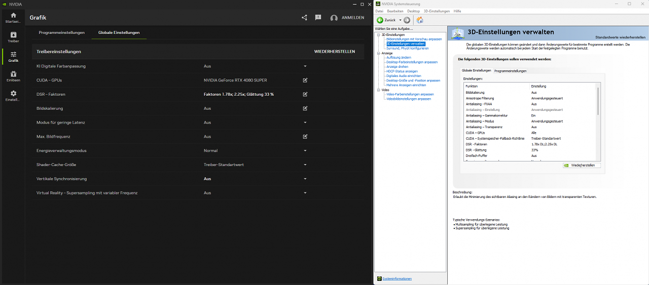 [21/02/2024] Nvidia App Beta vs. Nvidia Oldschool Control Panel: Funktions-Parität sieht (noch) anders aus.
