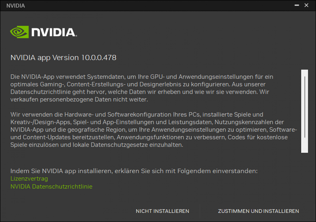 [21/02/2024] Nvidia App (Beta): Setup - EULA