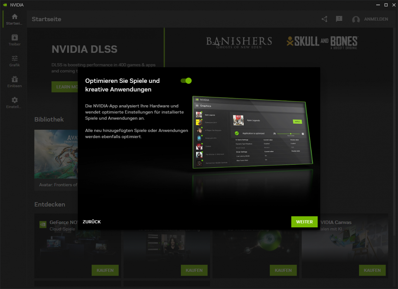 [21/02/2024] Nvidia App (Beta): Setup - Auto Game Optimierungen an/aus
