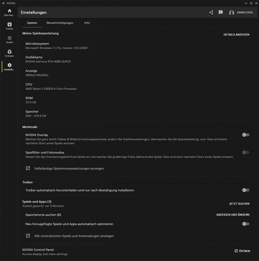 [21/02/2024] Nvidia App (Beta): Einstellungen