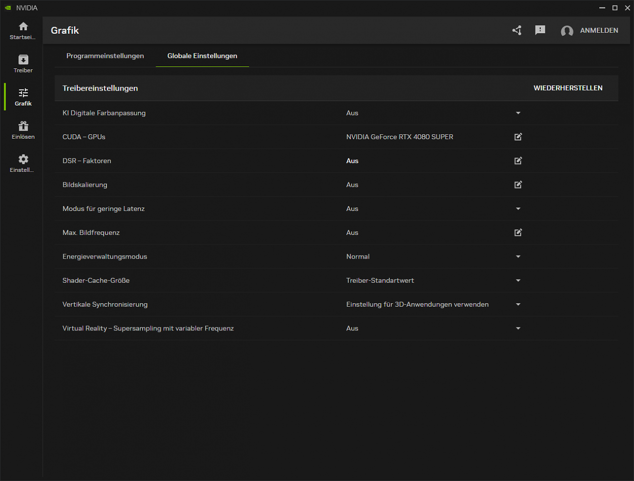 [21/02/2024] Nvidia App (Beta): Grafik - Globale Einstellungen