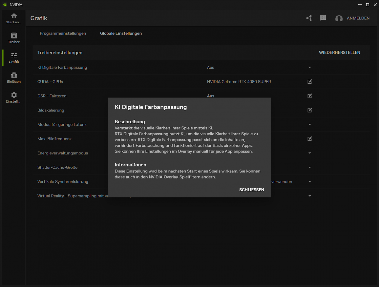 [21/02/2024] Nvidia App (Beta): KI Digitale Anpassung (Vibrance)