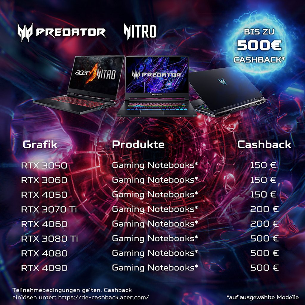 [28/03/2024] Bis zu 500 Euro für RTX 4090: Acer startet Cashback-NB-Kampagne (2)