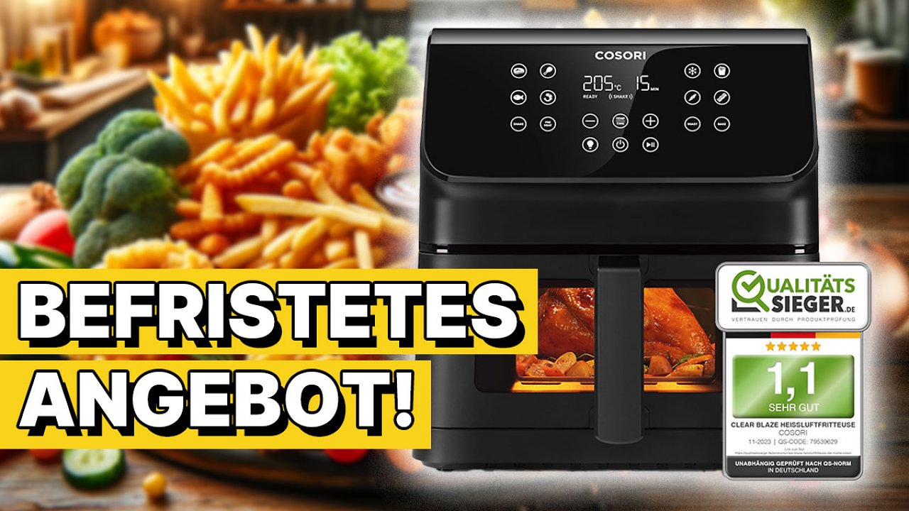 [08/03/2024] Mehr als heiße Luft: Heißluftfritteuse Testsieger mit über 90.000 Bewertungen lässt Philips beim Preis alt aussehen