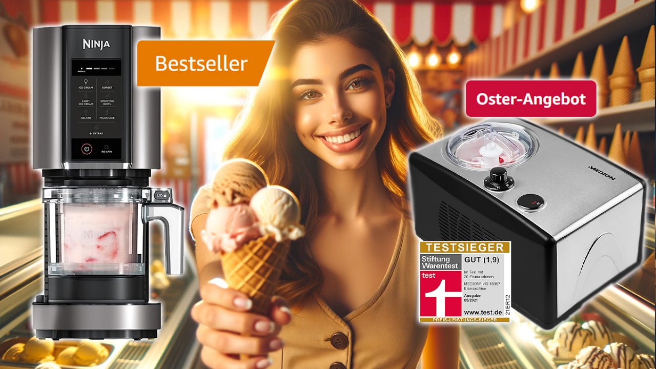 [22/03/2024] Konkurrenz für Ninja CREAMi: Testsieger Eismaschine mit Kompressor von Medion im Amazon Oster-Angebot