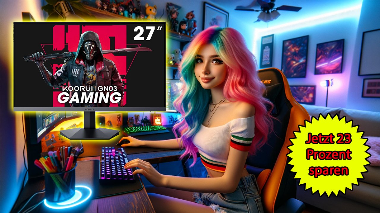 [14/03/2024] KOORUI 27 Zoll QHD Gaming Monitor, PC Bildschirm 144Hz, 1ms, Adaptive Sync bei Amazon im Angebot