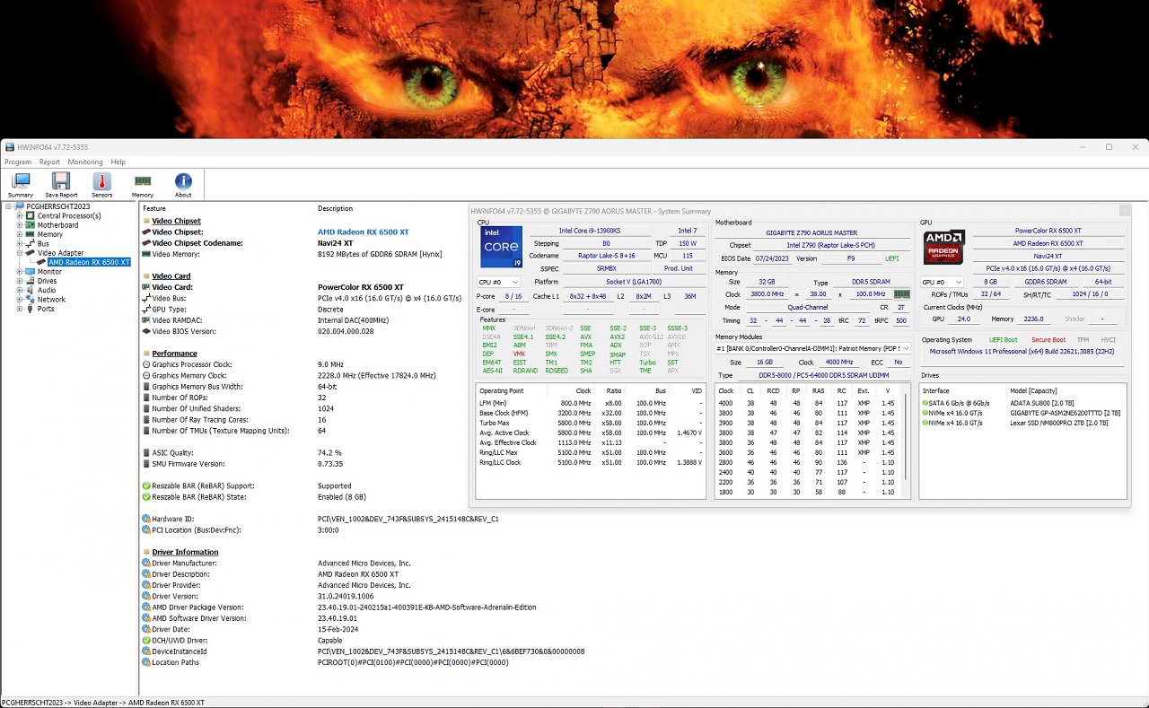 [20/03/2024] Radeon RX 6500 XT 8GB: Hwinfo Overview