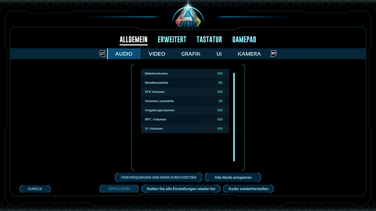 Ark: Survival Ascended - Menü - 00 - Allgemein, Audio