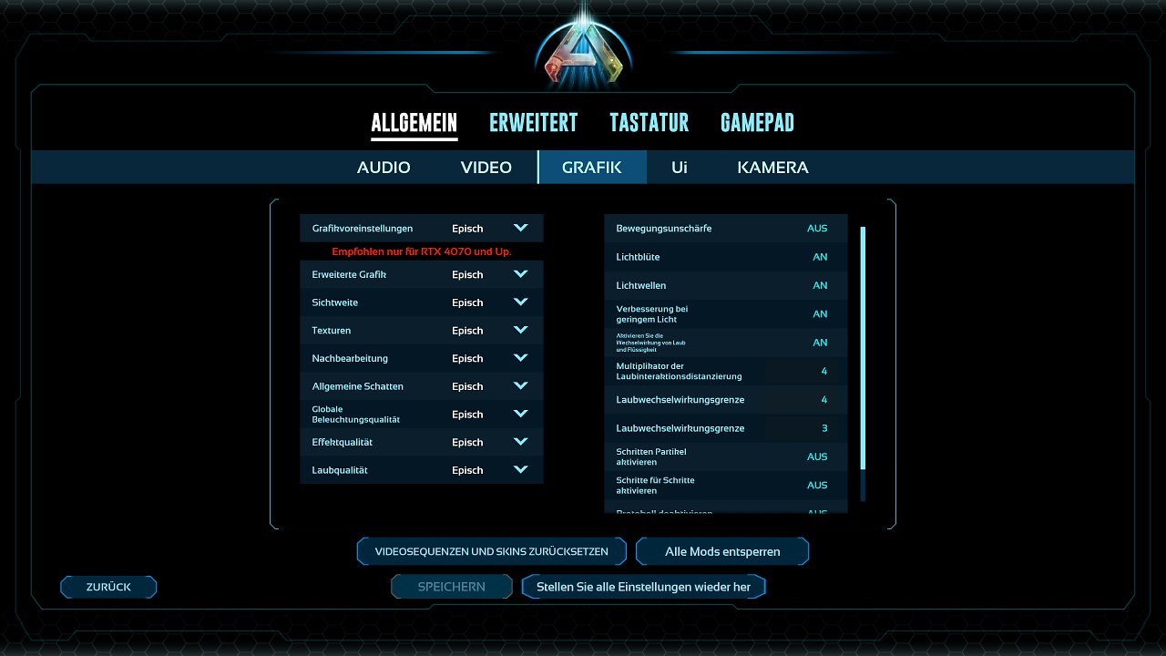 Ark: Survival Ascended - Menü - 02 - Allgemein, Grafik (1)