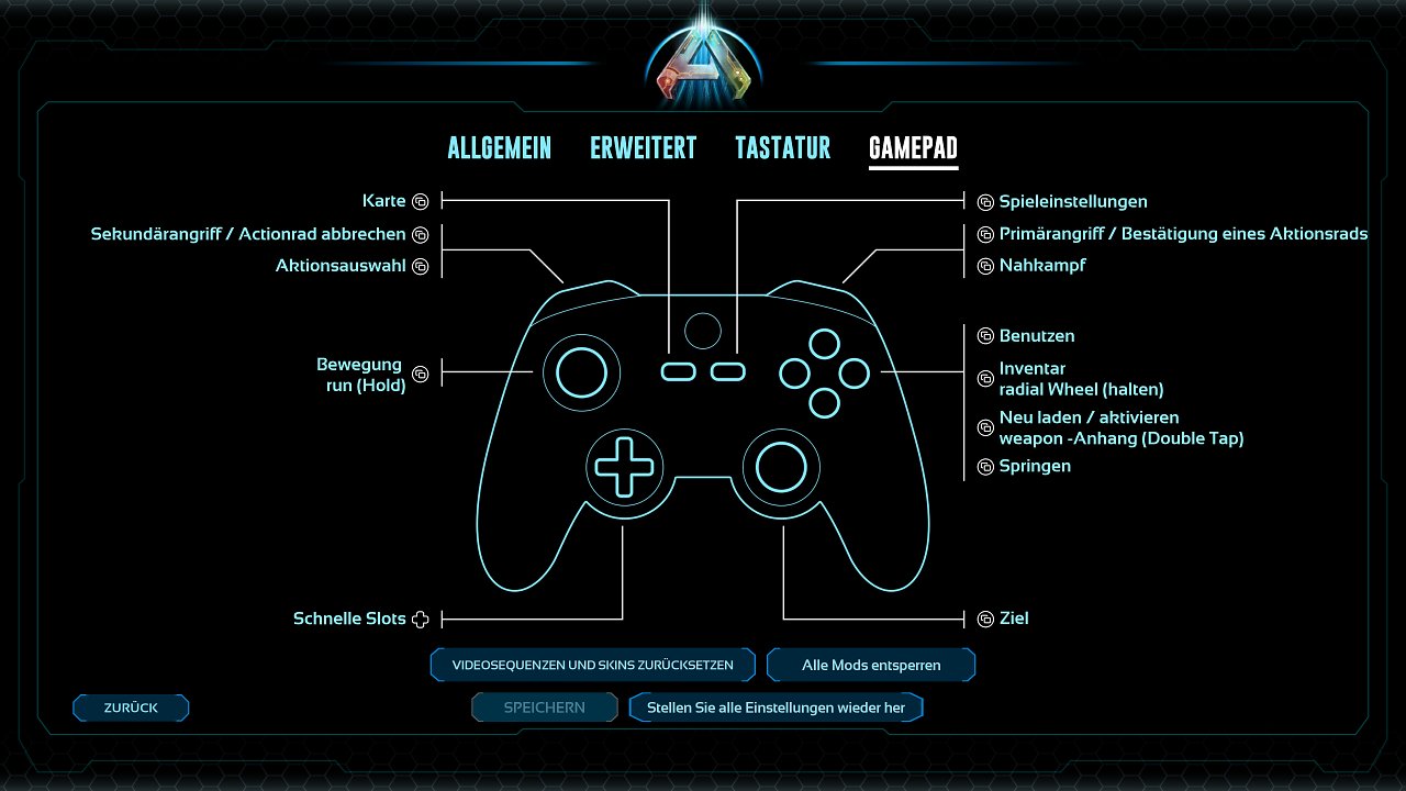Ark: Survival Ascended - Menü - 11 - Gamepad