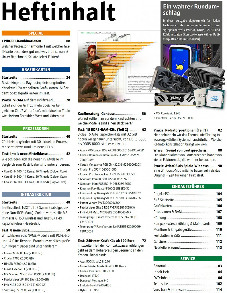 [22/04/2024] In unserem Inhaltsverzeichnis sind wie immer alle größeren Themen und Artikel unseres Hefts übersichtlich aufgelistet.