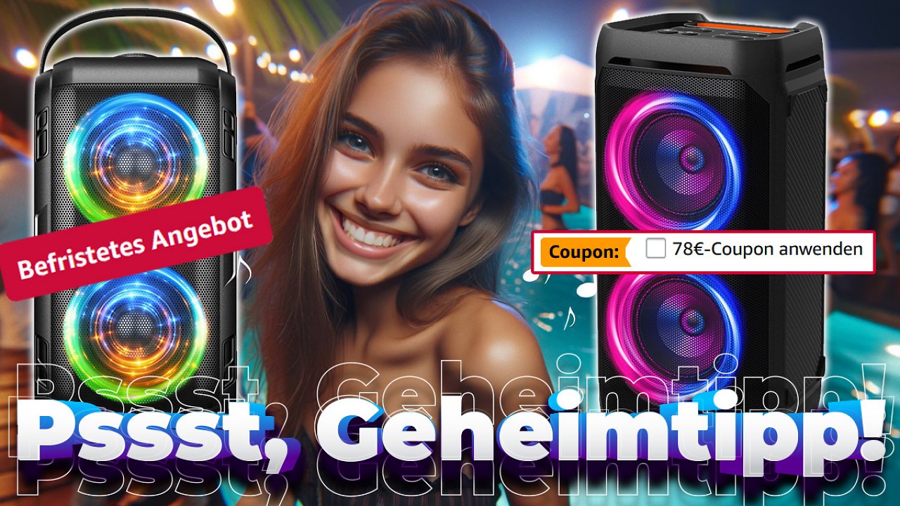 [17/04/2024] Dieser Geheimtipp schlägt preislich selbst JBL Partyboxen! Wasserdichter Lautsprecher mit Bluetooth und Deep Bass günstig im befristeten Angebot