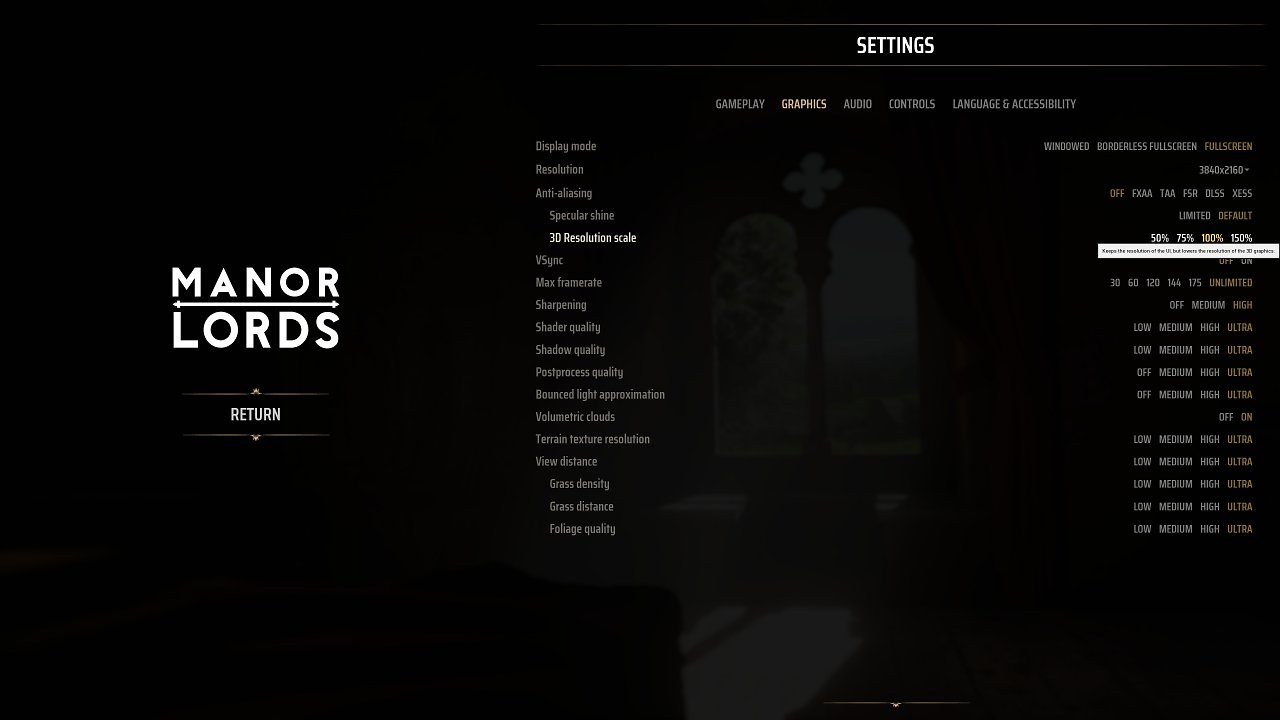 [24/04/2024] Manor Lords Early Access: Grafikoptionen