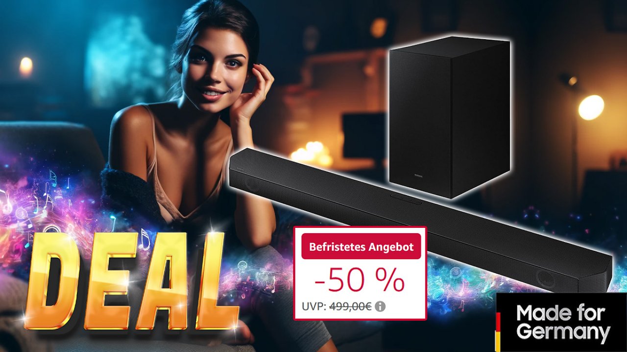 [10/04/2024] Nur kurz: Heimkino zum halben Preis! 50 % Rabatt auf Samsung Soundbar mit Subwoofer und Dolby Atmos