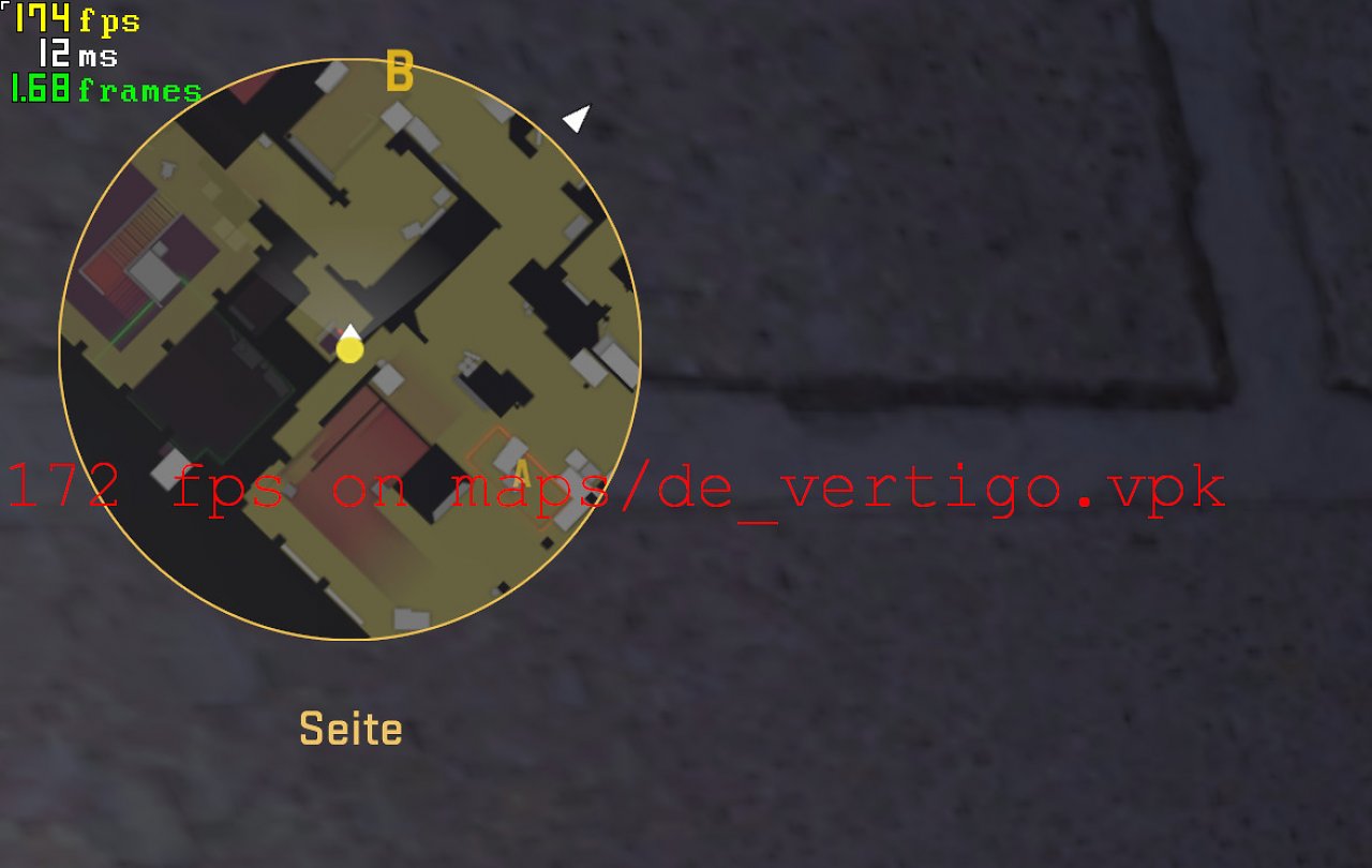 [29/05/2024] Der Latenz-Monitor von AMD, hier ganz oben links, kann nur mit aktiviertem Anti-Lag 2 vollumfänglich angezeigt werden. Über ALT+Shift+L (mehrfach drücken, es ist eine zyklische Auswahl) können Parameter wie Fps und Systemlatenz angezeigt werden (nicht End-to-End-Latenz). Mit der rechten STRG-Taste kann Anti-Lag komplett deaktiviert werden. Die dabei angezeigte Differenz zwischen Anti-Lag 2 und komplett ohne Anti-Lag kommt in unseren E2E-Latenzmessungen hin. Die rote Fps-Anzeige darunter ist eine von CS2 selbst (Command-Befehl: 