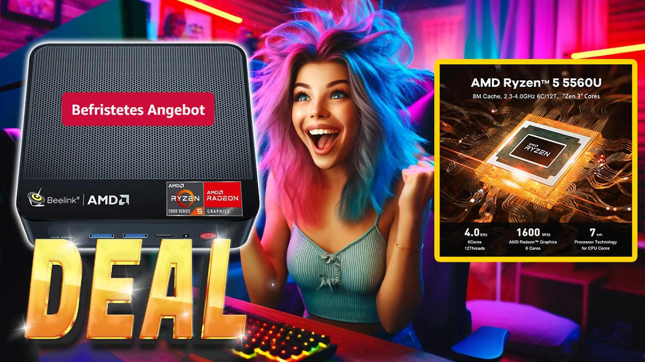[08/05/2024] 1.200 Euro günstiger als der Apple Mac Mini: Nur für kurze Zeit 289 Euro für Mini-PC mit AMD Ryzen 5, 16 GB DDR4 RAM, 500 GB NVMe SSD und 4K-Unterstützung