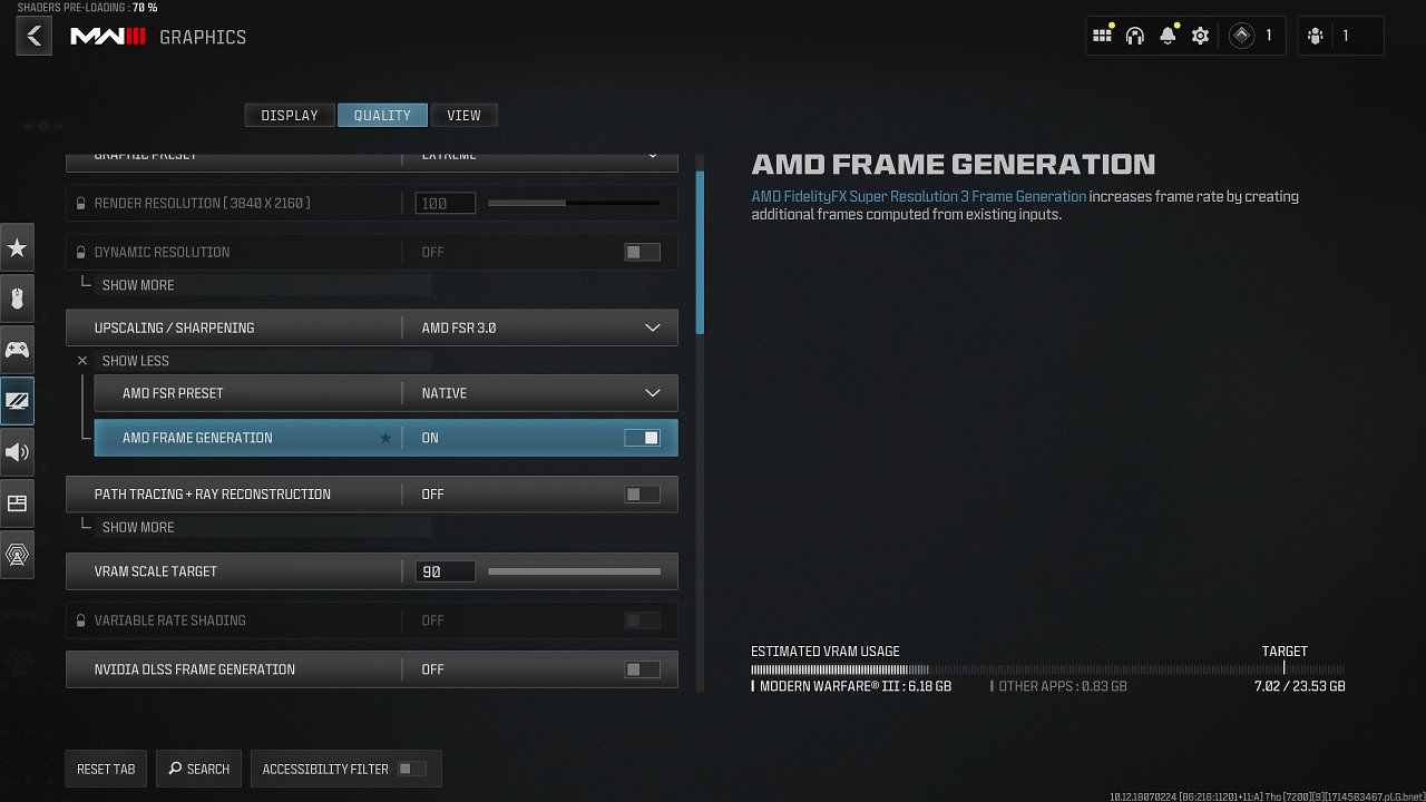 AMD FSR Frame Generation