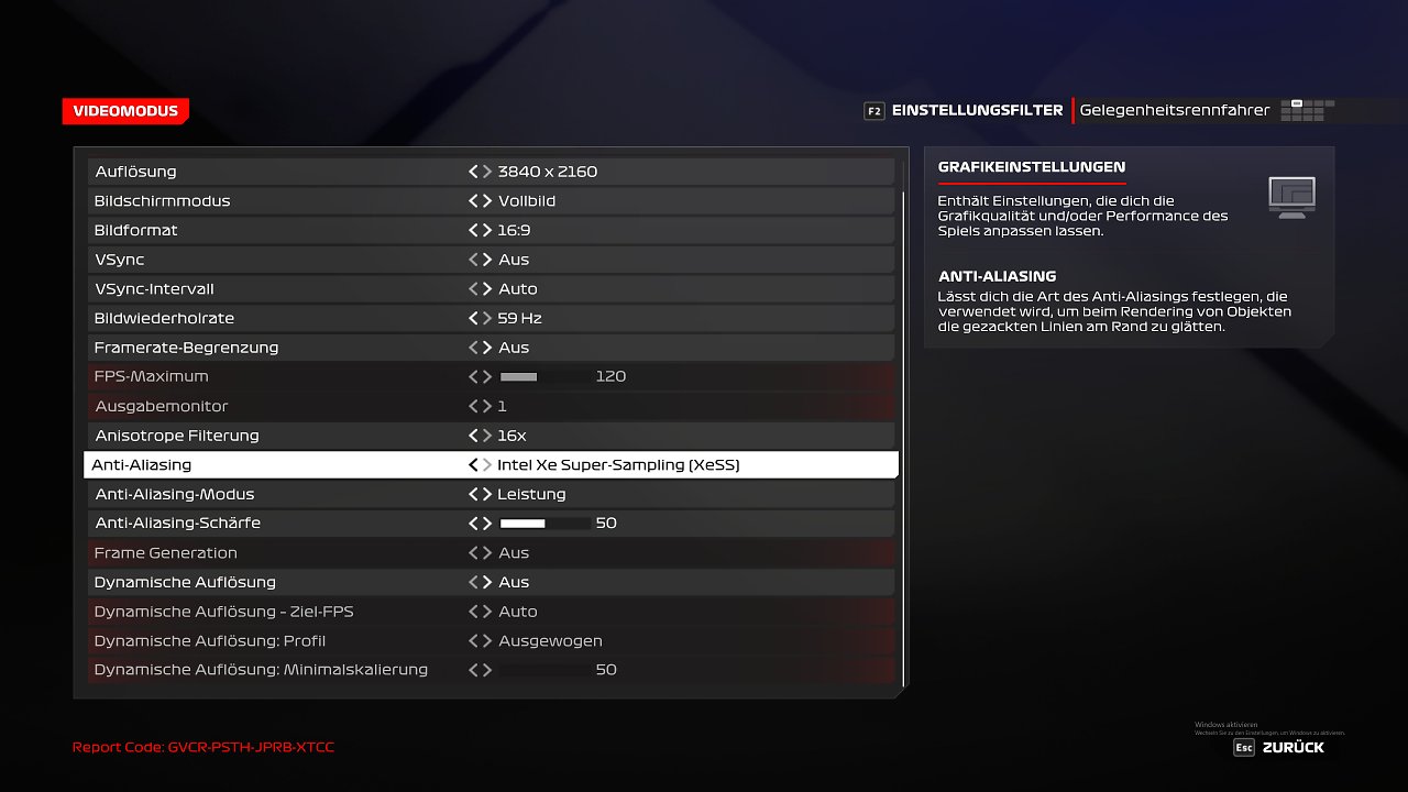 F1 24 PC - Optionen - Upsampling