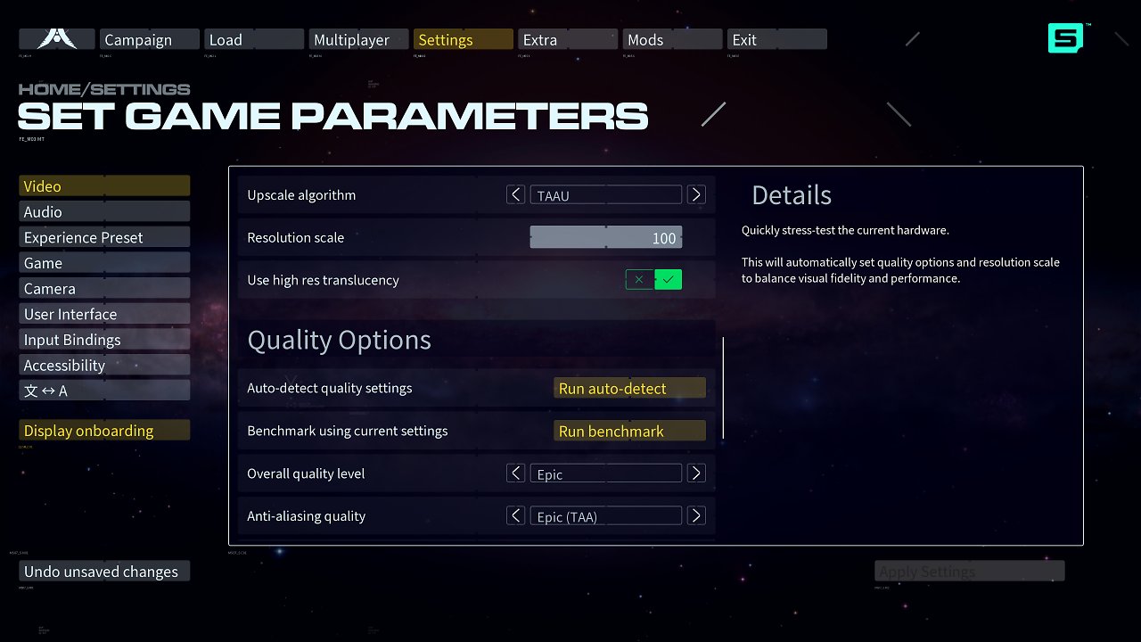 Homeworld 3 Graphics Options 2
