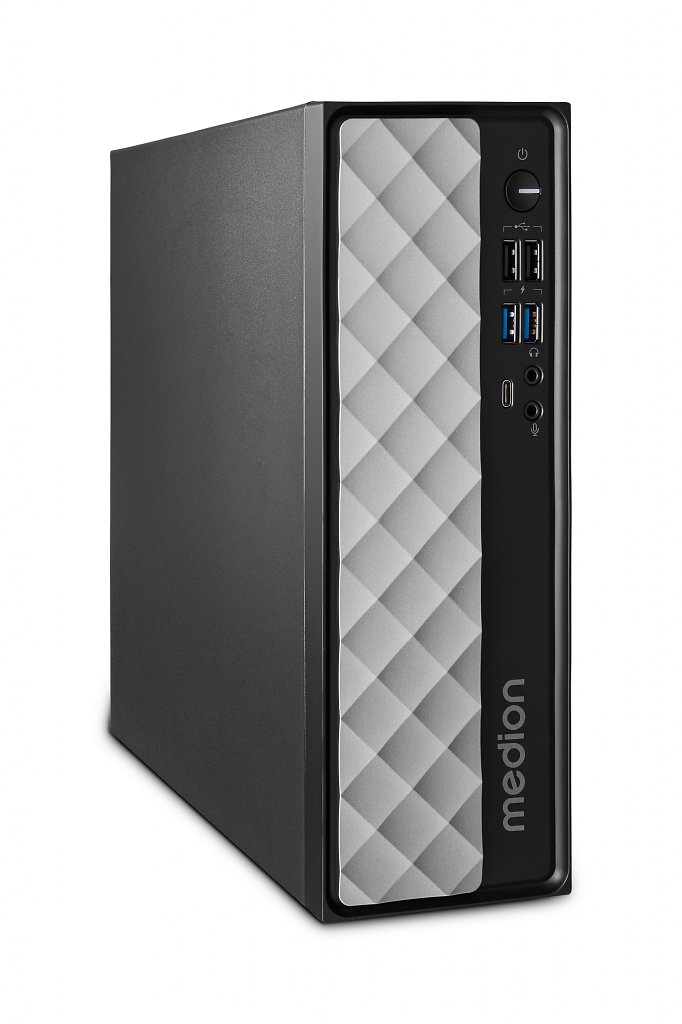 [06/05/2024] MEDION PC T80 schwarz Front Side left Pressebild