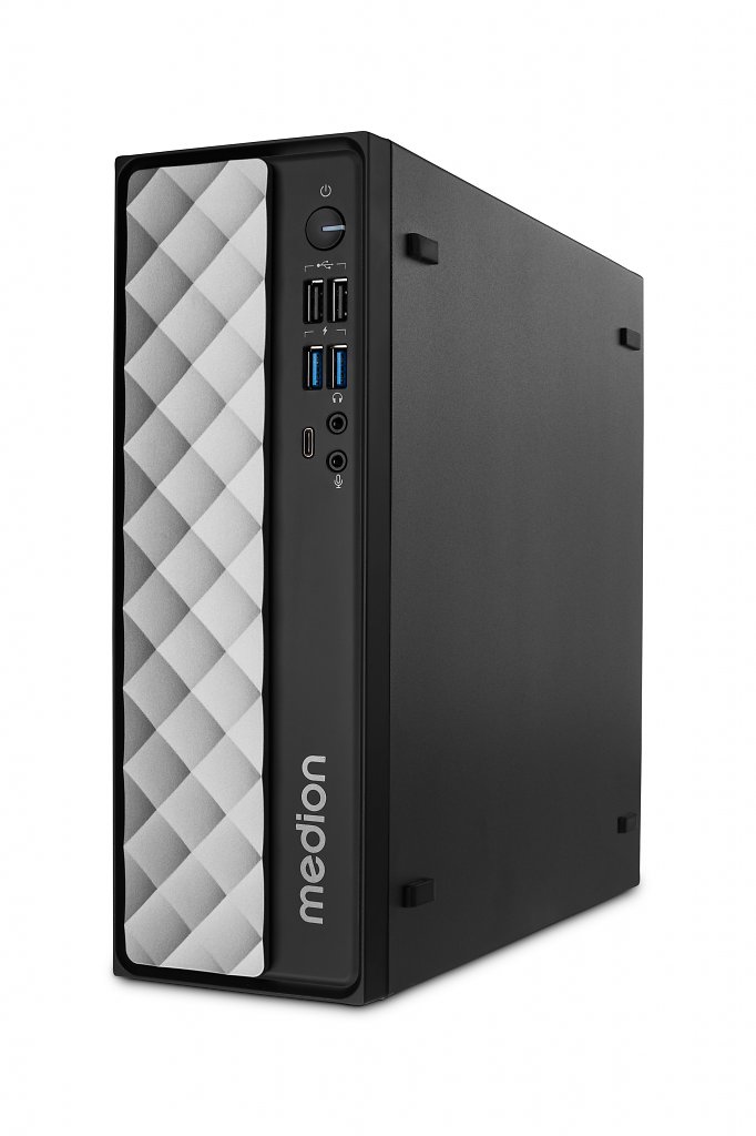 [06/05/2024] MEDION PC T80 schwarz Front Side right Pressebild