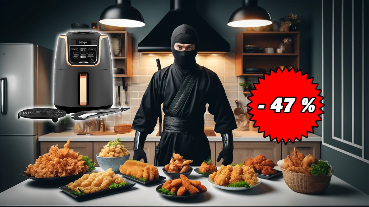 [14/05/2024] Ninja Air Fryer MAX Heißluftfritteuse, 5,2L Airfryer, mit Zange, Familiengröße, Antihaftbeschichtung, spülmaschinenfester Korb, 5-in-1, Amazon Exklusiv, Kupfer/Schwarz, Amazon Angebot günstig