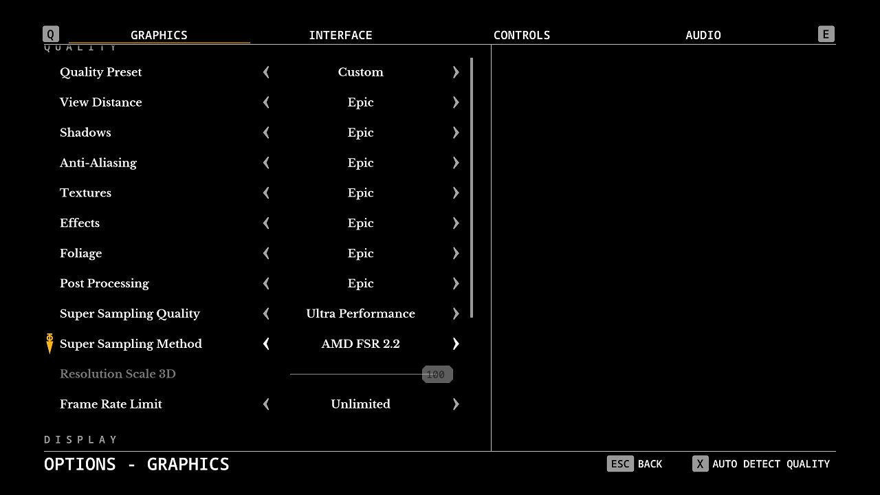 [27/06/2024] Riven 2024 Graphics Options FSR 2.2